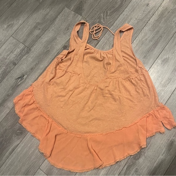 Free People Low Back Orange Flowy Oversized Tank - Picture 6 of 7